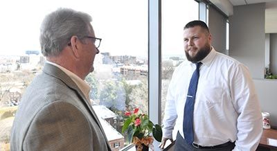 Animal and Food Sciences student John Boney meets with mentor Joel Newman, President, CEO and corporate treasurer of the American Feed Association at their headquarter offices in Arlintgon, Va.